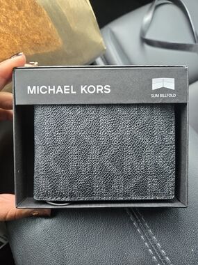 Michael Kors Black Pebbled Leather Slim Billfold Wallet
